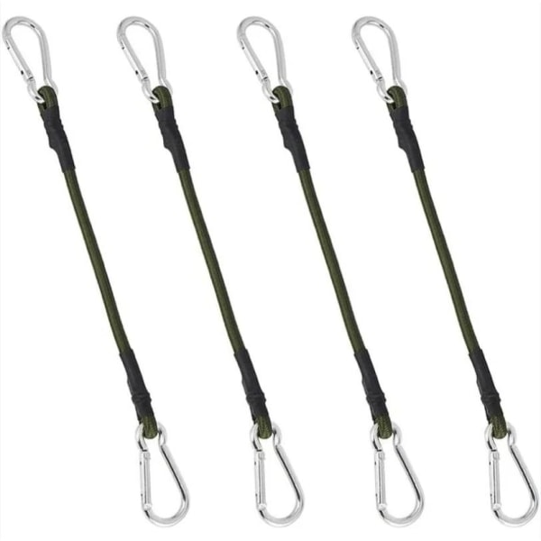 4st 30 cm karbinhake Bungee elastiskt band för camping, bagage, resetältslina, campingklädlina.