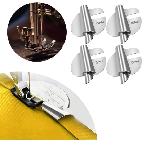 Sømfodsfod, pressefod med bred søm, pressefod til symaskine i rustfrit stål, til hjem og erhverv (4 dele, 3 mm - 6 mm)-Xin 4pcs 3 to 6mm