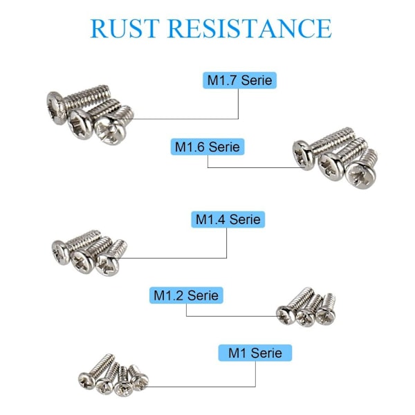800 stk Små Skruer Sortimentsett Små skruer Micro Screws Set