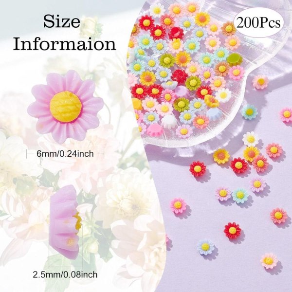 Flower Charms 3D Flower Charms 6mm Mini Resin Flower Pendant