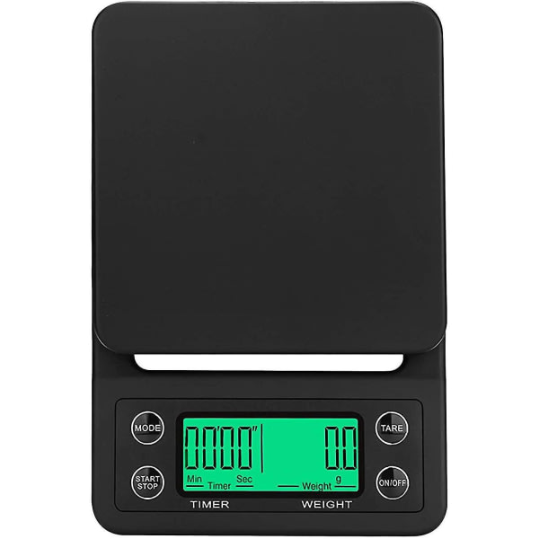 3kg 0,1g 5kg 0,1g Kaffe som väger 0,1g Droppkaffevåg med timer Digital köksvåg High Precision LCD-våg svart 3Kg