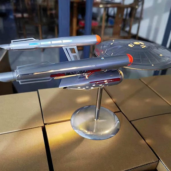 U.S.S. Enterprise Star Trek Modell NCC-1701 Replika, Rustfritt Stål Romskipmodell Ornament For Hjeminnredning Og Samling