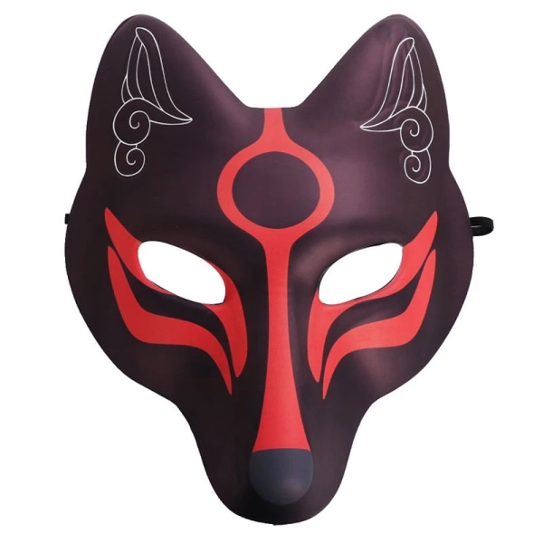 Japansk kabuki fox mask Japansk anime cosplay mask White-Xin Black