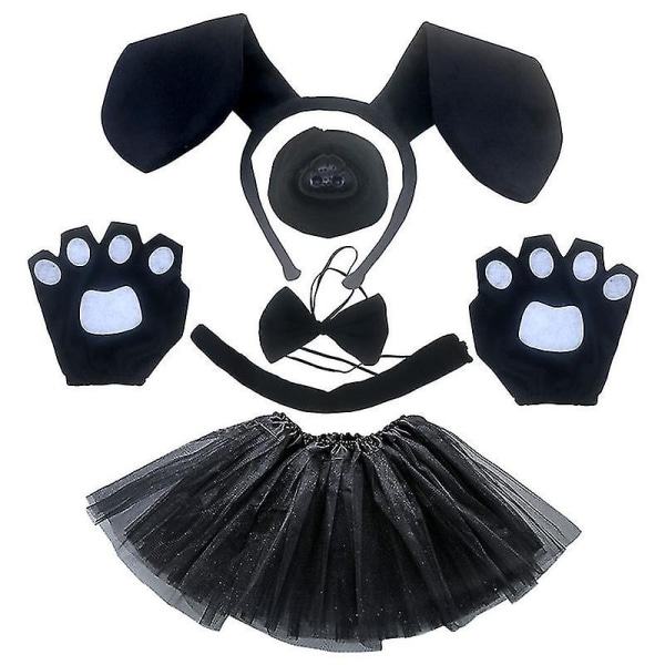 Valp Hund Kostym Set Hund Öron Pannband Bowtie Nose Tail Pet Costume-Xin A 1