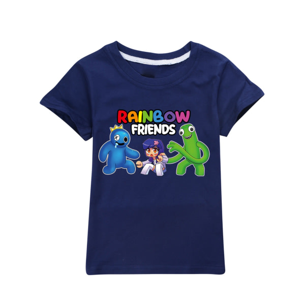 Print T-shirt med T-shirt av T-shirt för barn Tecknad Rainbow Friends mörkblå