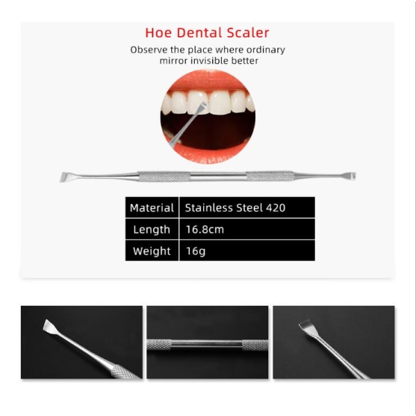 Sett med 4 tannstensfjernere i rustfritt stål, tannlege