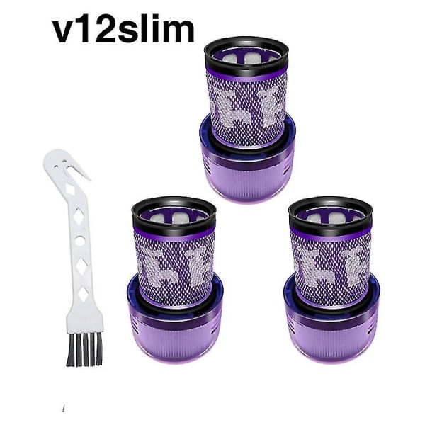 3 Pack 971517-01 Hepa Filter For Dyson V12 Detect Slim Cordless Vacuum Cleaner With 1 Brush