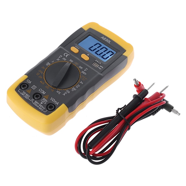 Bærbar digital multimeter Bakgrunnsbelysning AC/DC Amperemeter Voltmeter Ohm Tester Måler A830L Håndholdt LCD Multimeter Spenning