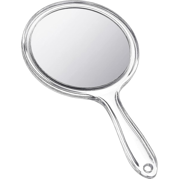 Håndspejl -1X/ 2X forstørrelsesspejl med håndtag - sminkspejl med afrundet form