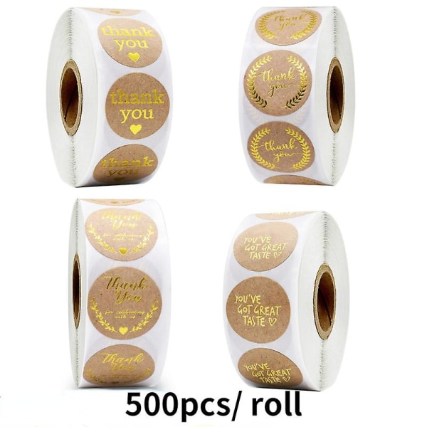 500 st/rulle klistermärken i guldfoliepapper för bakning, handgjorda bröllopsförpackningar, presentpapper, sigill, etikett, kraftklistermärken