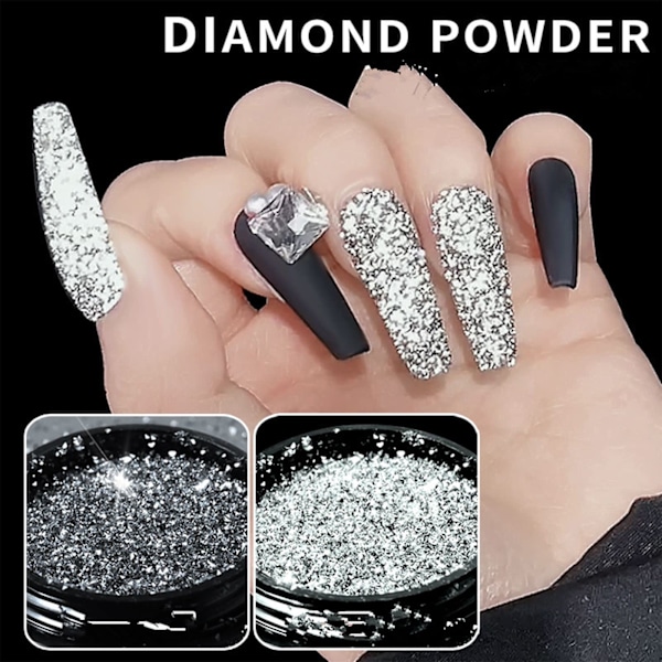 Reflekterende glitterpulver Crystal Diamond Nail Powder, 2 ST Sliver Sparkling Triangle Glitter Holografisk Nail Crome Dust Gilt Shiny (Chrome)