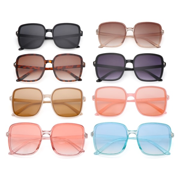 Overdimensjonerte firkantede solbriller for kvinner Black gray Black gray