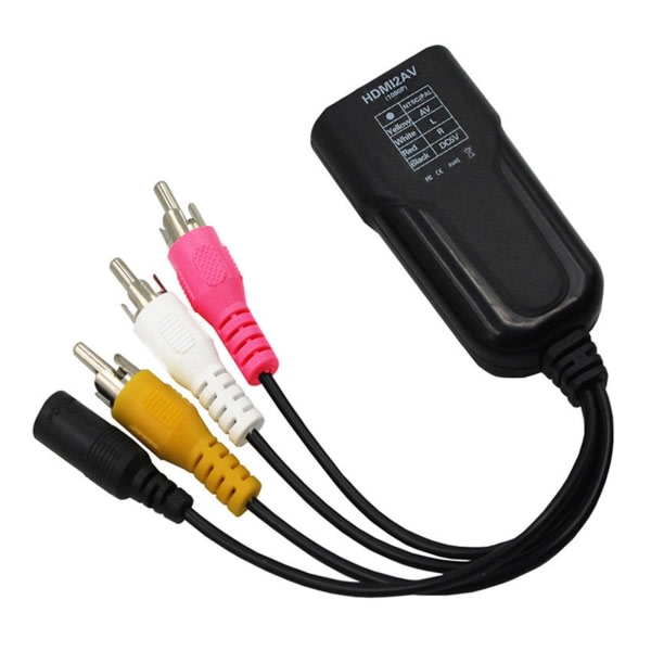HDMI-kompatibel till AV Converter Adapter Video Composite Converter Box till RCA AV L/R Video 1080P för NTSC PAL Output DC5V