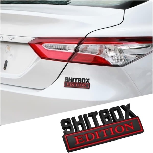 2 stk Shitbox Edition Emblem 3D Bokstav Bil Emblem Merke Metall