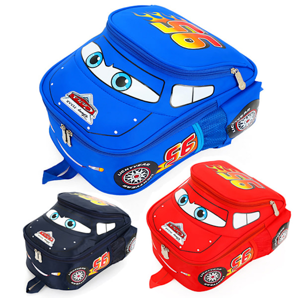 Disney Cars Gutter 3D Ryggsekk Barn McQueen Skolesekk Ryggsekk Blue