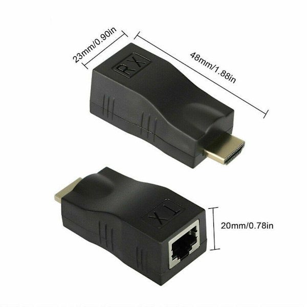 HDMI-forlenger HDMI til RJ45 over Cat 5e/6 nettverk LAN Ethernet-adapter 4k 1080p Ny