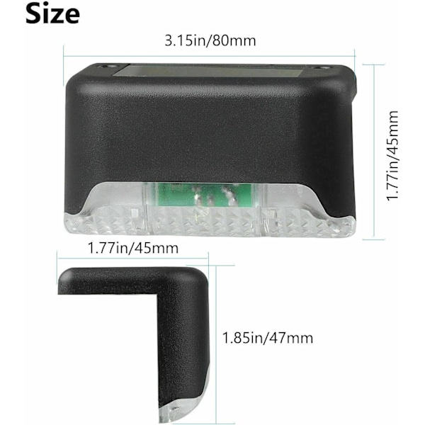 8-pak solterrasselamper, LED soltrappe lys Vandtæt solcellelampe udendørsbelysning til trapper, dæk, terrasse, gård, vej, (sort-kold hvid)