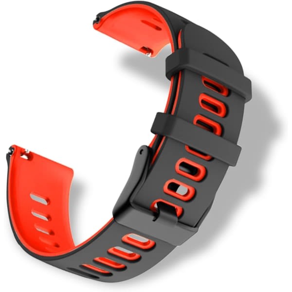 Silikonrem för watch bredd 22 mm, mjuk och bekväm, vattentät, sportrem för män kvinnor - svart röd