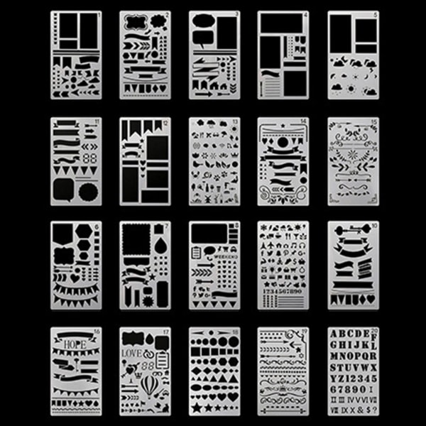 Bullet Dagbog Journal Skabeloner Sæt Tegning Skabelon Lineal DIY Maleri Skabelon