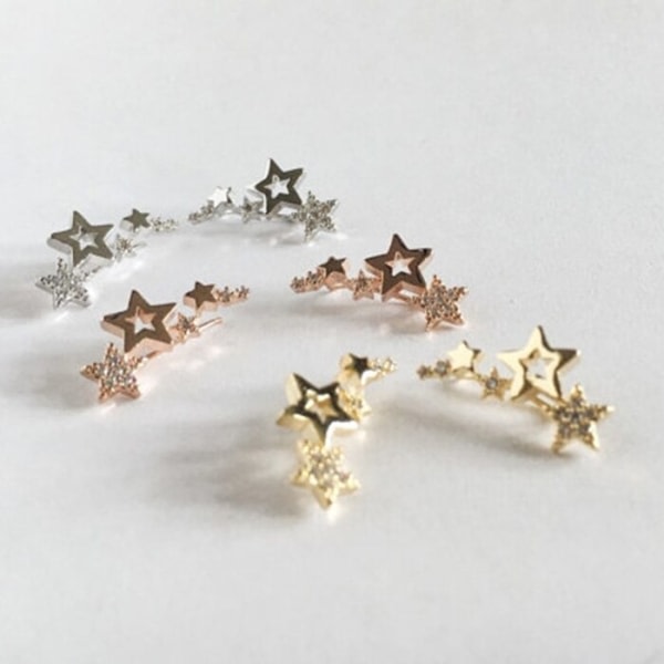 Koreanska smycken för kvinnor Star Ear Climber Tiny Star Stud örhänge