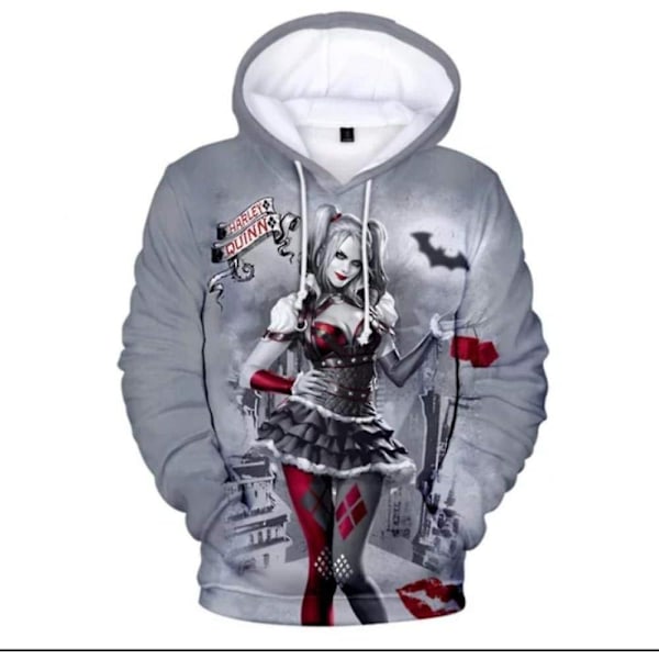 3D-Printede Joker og Harley Quinn Hoodies Klassiske Jared Leto og Margot Robbie Herr/Dame Hoodie Sweatshirt Hip Hop Drenge-b88-WELLNGS 3XL