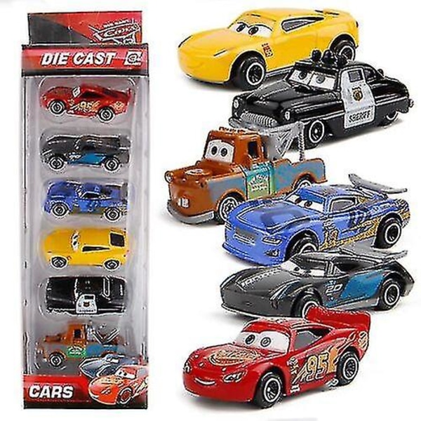 6st Pixar Cars Lightning Mcqueen Racerbil Barnleksakssamling Set Presentatör