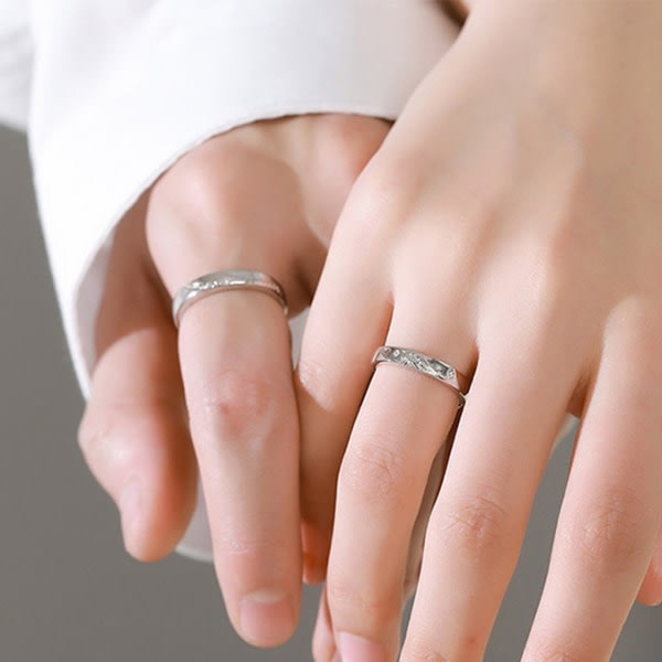2 st Personliga parringar Minimalistiska berg Hav Ringsmycke Set Justerbar His Her Matchande Ring för älskare