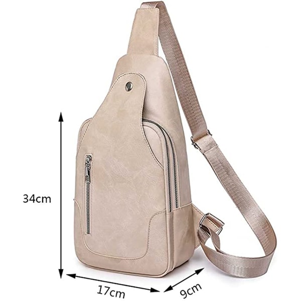 Damväska Sling Bag Bröstväska Liten Axelväska Läder Crossbody Bag Dam Bred Rem Axelväska Mini Ryggsäck Unisex för Utomhussporter Vandring