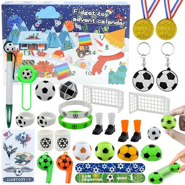 Adventskalender for fotball 2023 for gutter, jenter, verdensfotballgaver Barnleker - Fotballjulegaver for fotballfans