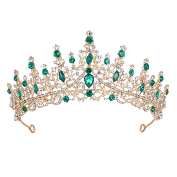 Legering Crown Bryllup Tiara Crystal Rhinestone Crown GRØN Green