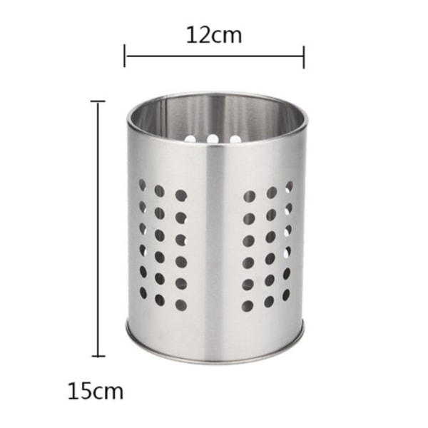 Bestickställ, 2 st rund redskapshållare i rostfritt stål, förvaringslåda för köksredskap (silver)