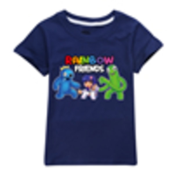 Print T-shirt med T-shirt av T-shirt för barn Tecknad Rainbow Friends mörkblå