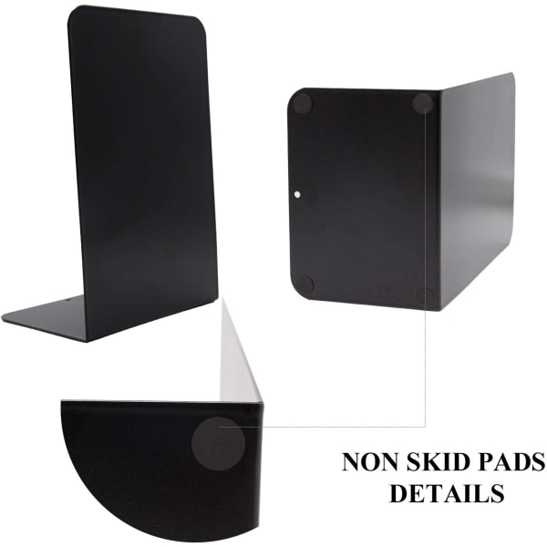4 st Heavy Duty svart dekorativa metall bokstöd, metall bokändar