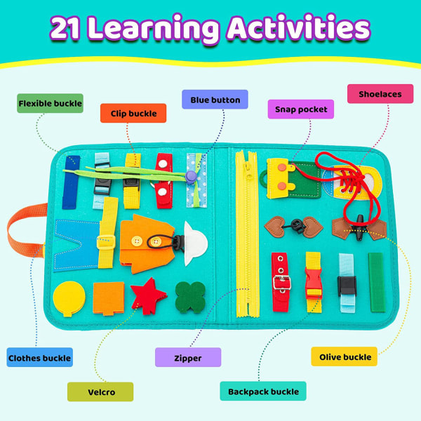 Toddler Busy Board Montessori Sensory Activity Board leksak med alfabetsklocka och datumdesign för Ntelligence-utveckling