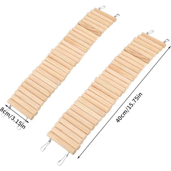 2 stk. træhamsterstigebroer til smådyr - klatretrappe, bøjelig rottebur, habitatlegetøj til hamstere, jordegern og andre smådyr