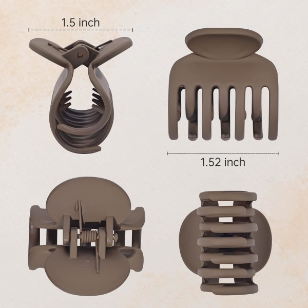 Hårklemmer med dobbelte rækker til tyndt hår 4-pak 4,5 cm tykke, matte og skridsikre korte hårtilbehør til kvinder og G