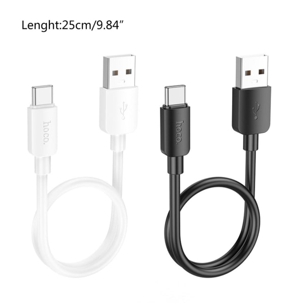 Kort USB Typ C datakabel USB A till USB C 5A snabbladdningssladd 25cm 27W 480Mbps Svart