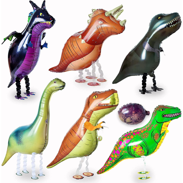 Dinosaurusilmapallot 6 kpl Kävelevät dinosaurusilmapallot D