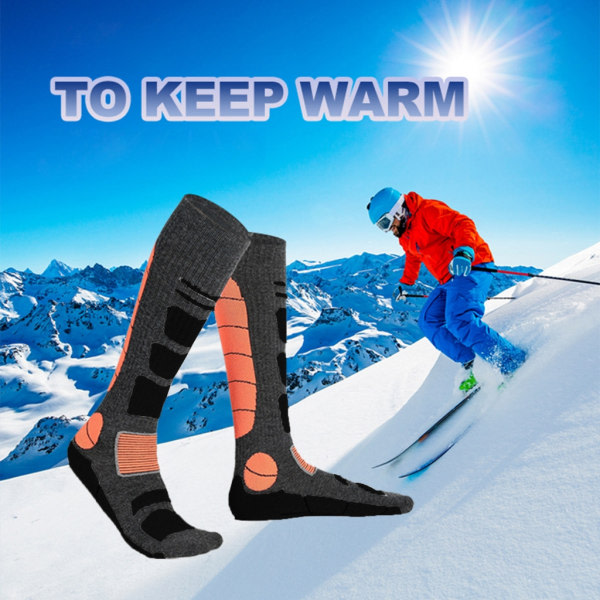 Ett par ylle skidstrumpor för män kvinnor ungdom, kompression snowboard strumpor Knähöga tjocka thermal för kallt väder 3 L