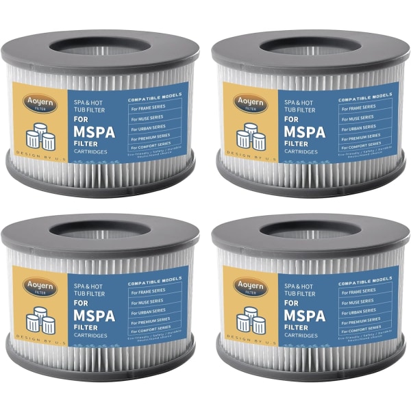 4 st filterpatroner för Mspa badtunnefilter, poolfilter