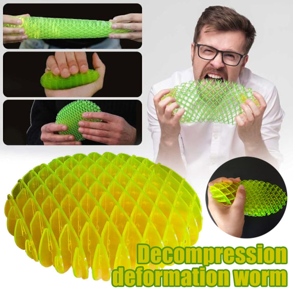 Fidget Worm Toy Grön Söt Worm Pocket Toy Elastik Squeeze Toy Lindrar stress och dekompressionsleksak 12cm