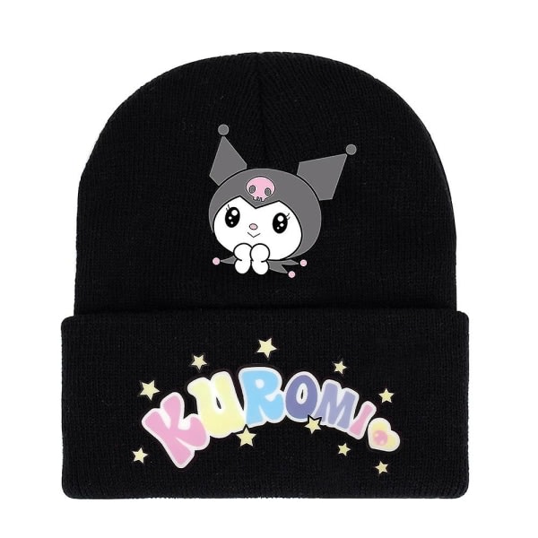 Anime Kuromi printed manschettstickad mössa Kawaii söt tecknad vinter varm cap flickor presenter style 1