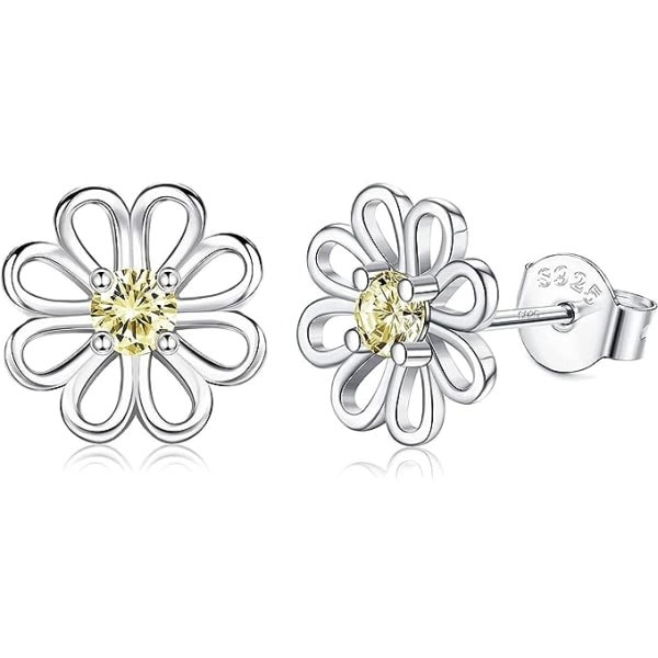 Daisy øredobber for kvinner jenter 925 Sterling Silver Cubic Zirconia Flower Stud Øredobber-Xin