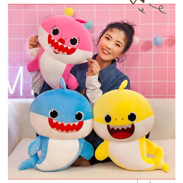 Sød haj plys legetøj havdyr haj dukke haj pude barn gave Pink 40cm
