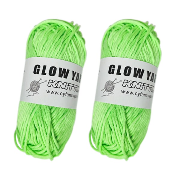 2 rullar Glow in The Dark Garn för Virkning, 50m per rulle Lumi Fluorescent green