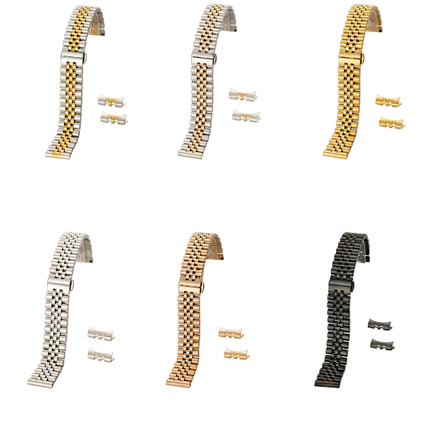 Elegant Rostfritt Stål Klockarmbands Länk Svart Svart 14MM