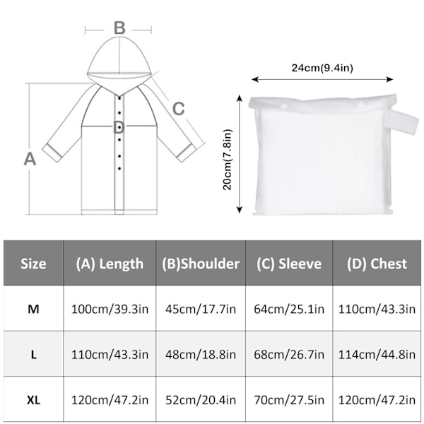 Gjennomsiktig regnfrakk Vanntett regnponcho Regnklær