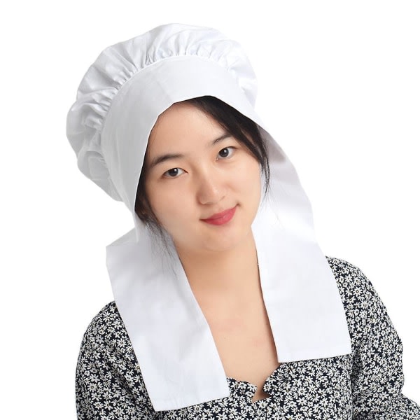 White Bonnet Hat Huvudbonad Dam Maid Cosplay Accessoar Vintage Maid Mop Headpiece