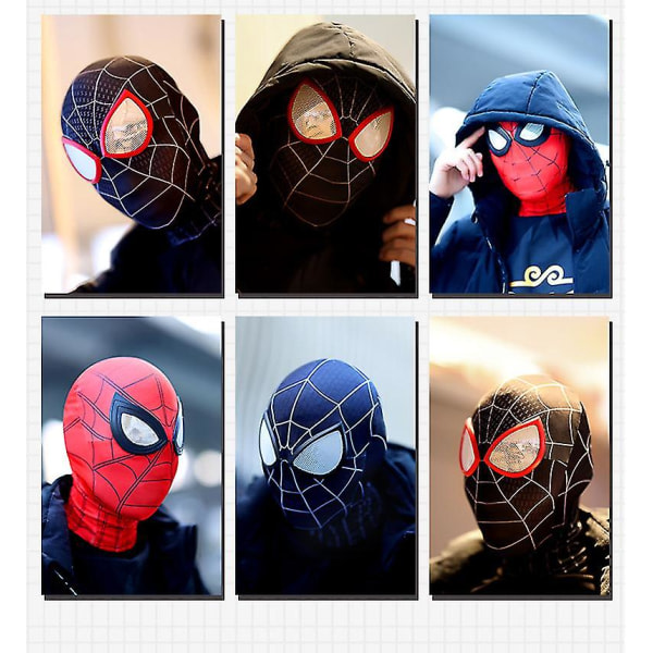Svart Mj Spiderman Mask Huvudbonader Cosplay Scenrekvisita-vuxen barn