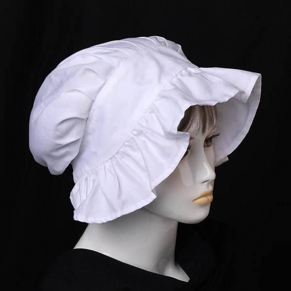 White Bonnet Hat Huvudbonad Dam Maid Cosplay Accessoar Vintage Maid Mop Headpiece